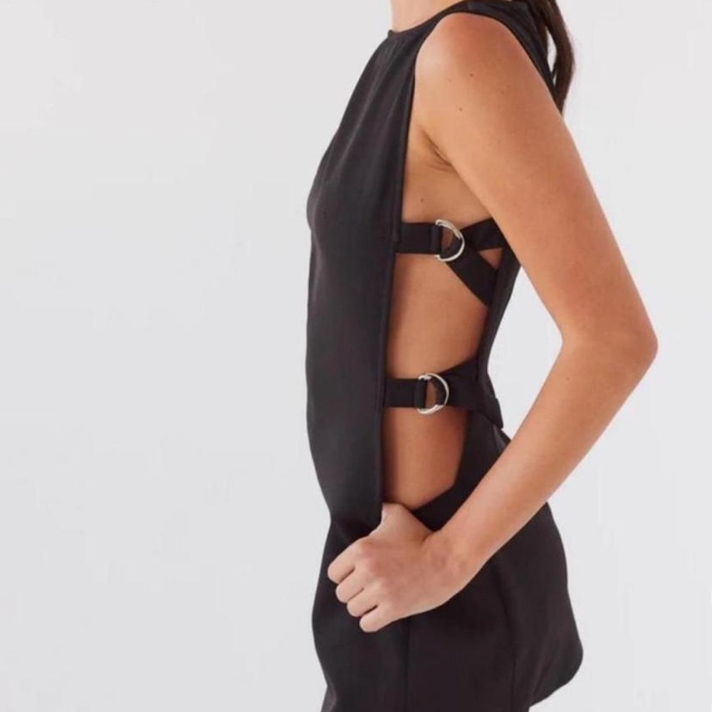 Peppermayo Black D-Ring Side Cutout Mini Dress, size 0